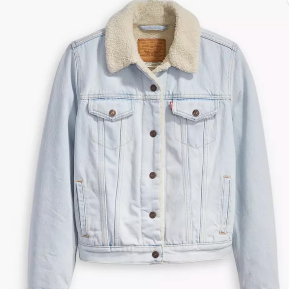 Women’s Levi’s Sherpa Original Trucker Jacket Sz M - Picture 1 of 12
